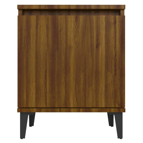 vidaXL Bed Cabinet with Metal Legs Brown Oak 40x30x50 cm