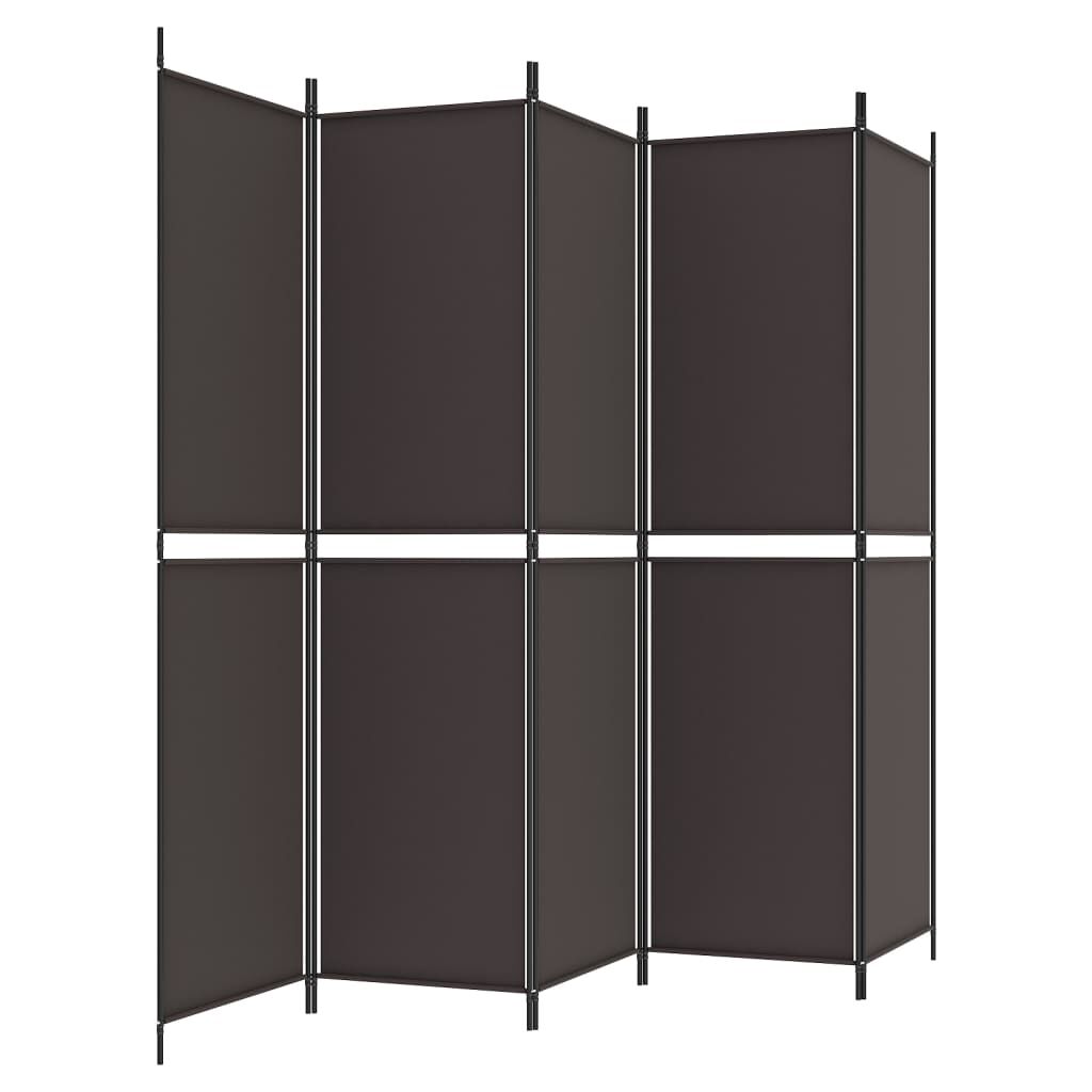 vidaXL 5-Panel Room Divider Brown 250x200 cm Fabric