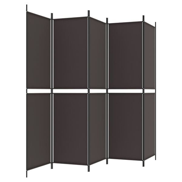 vidaXL 5-Panel Room Divider Brown 250x200 cm Fabric