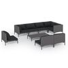 vidaXL 9 Piece Garden Lounge Set with Cushions Poly Rattan Dark Grey