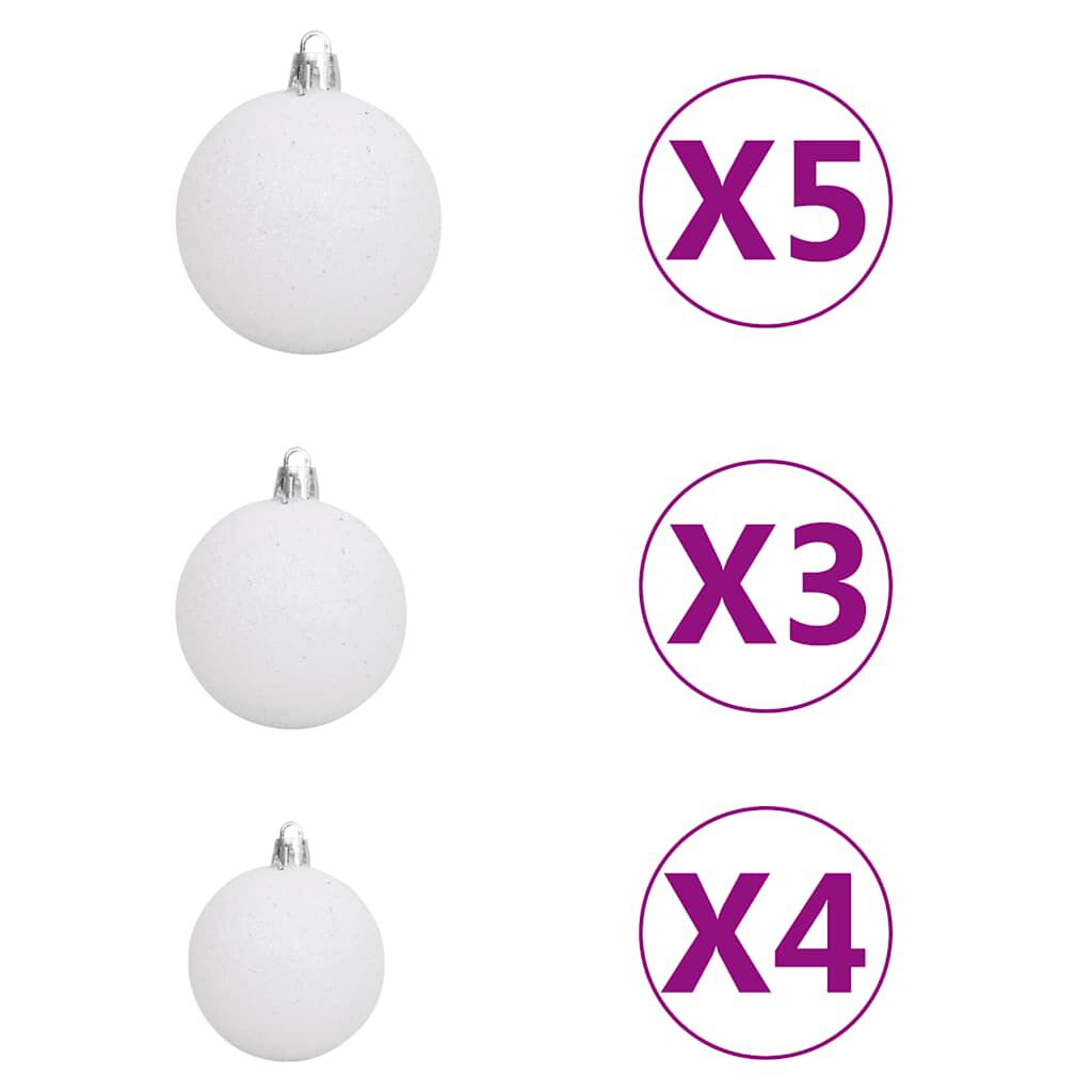 vidaXL Artificial Pre-lit Christmas Tree with Ball Set White 180 cm PVC