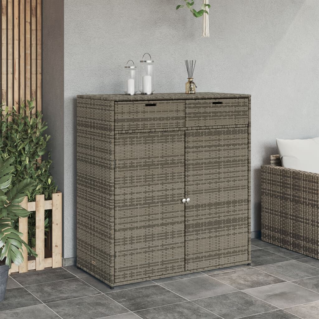 vidaXL Garden Storage Cabinet Grey 105x55x113 cm Poly Rattan