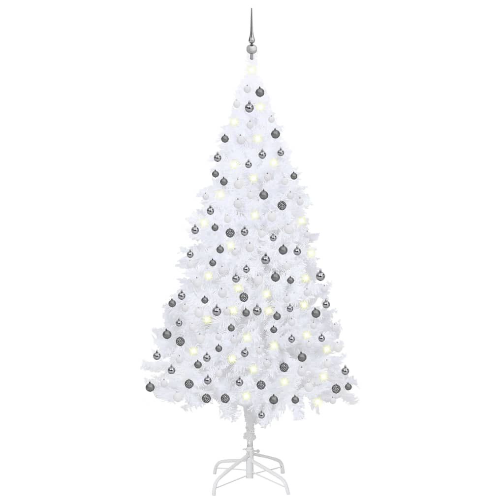 vidaXL Artificial Pre-lit Christmas Tree with Ball Set White 210 cm PVC