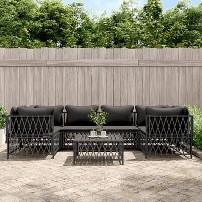 vidaXL 7 Piece Garden Lounge Set with Cushions Anthracite Steel, anthracite vidaXL 7 Piece Garden Lounge Set with Cushions Anthracite Steel