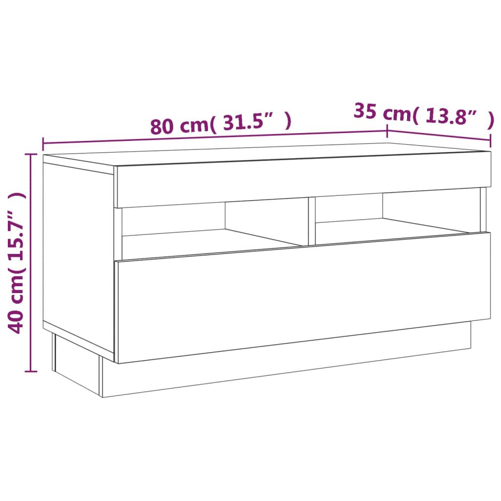 vidaXL TV Cabinet with LED Lights Brown Oak 80x35x40 cm