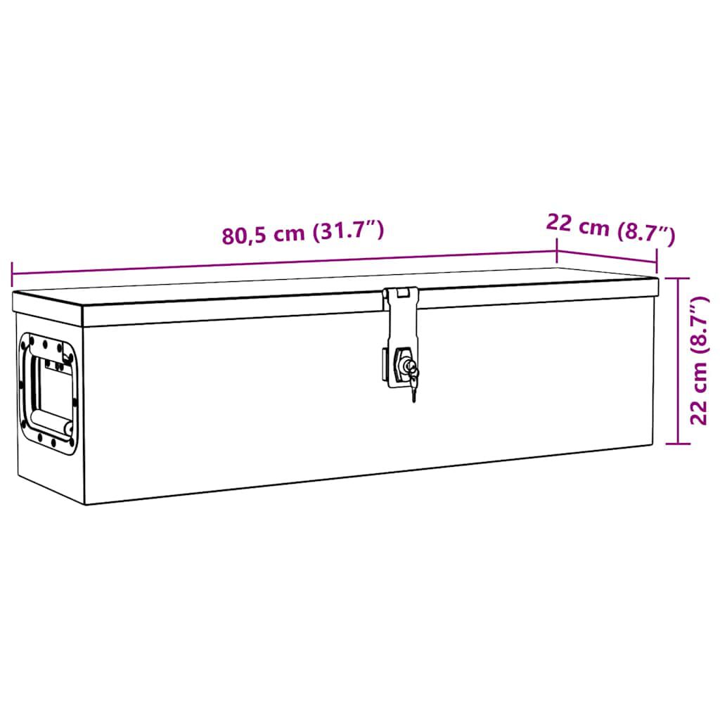 vidaXL Aluminium Box 80.5x22x22 cm Silver