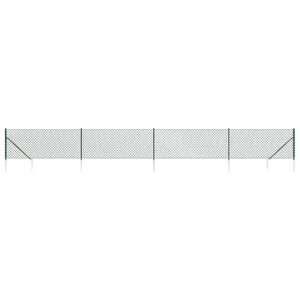 vidaXL Chain Link Fence with Spike Anchors Green 1x10 m