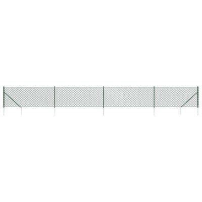 vidaXL Chain Link Fence with Spike Anchors Green 1x10 m, green vidaXL Chain Link Fence with Spike Anchors Green 1x10 m
