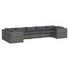 vidaXL 7 Piece Garden Lounge Set with Cushions Poly Rattan Grey