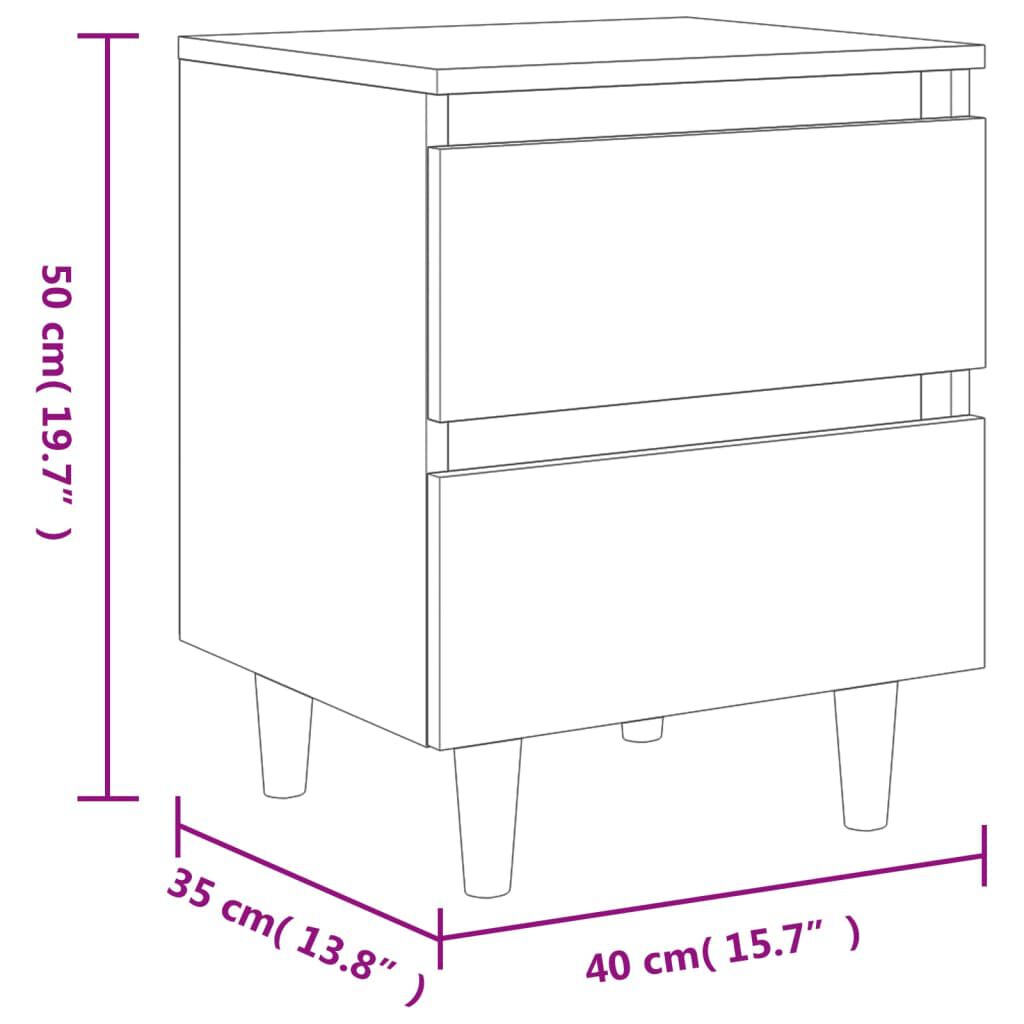 vidaXL Bed Cabinets with Solid Wood Legs 2 pcs Smoked Oak 40x35x50 cm