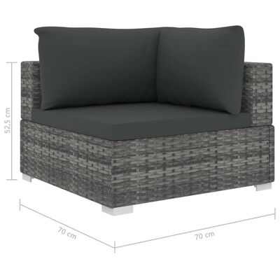 vidaXL 6 Piece Garden Lounge Set with Cushions Poly Rattan Grey, grey vidaXL 6 Piece Garden Lounge Set with Cushions Poly Rattan Grey