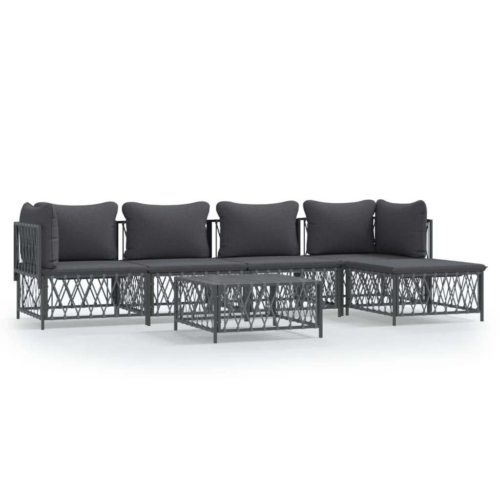 vidaXL 6 Piece Garden Lounge Set with Cushions Anthracite Steel