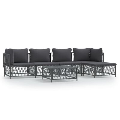 vidaXL 6 Piece Garden Lounge Set with Cushions Anthracite Steel