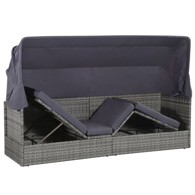 vidaXL Garden Bed with Canopy Grey 205x62 cm Poly Rattan, grey vidaXL Garden Bed with Canopy Grey 205x62 cm Poly Rattan