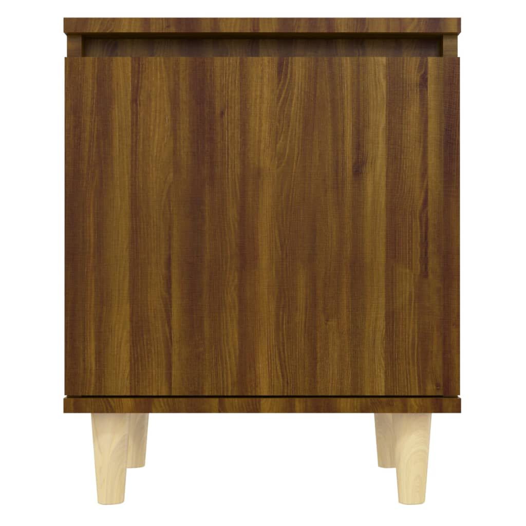 vidaXL Bed Cabinet with Solid Wood Legs Brown Oak 40x30x50 cm