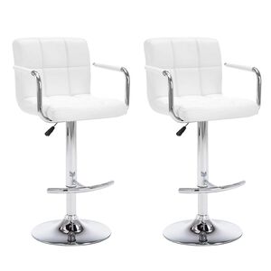 vidaXL Bar Stool | Set of 2 | White | Artificial leather, steel