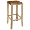 vidaXL Bar Stool Goatskin Leather and Solid Teak Wood
