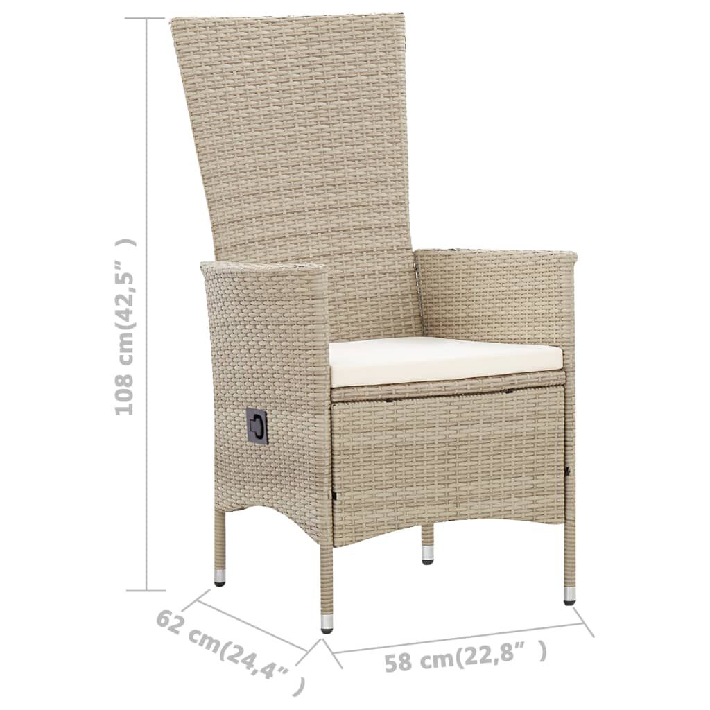 vidaXL 9 Piece Outdoor Dining Set with Cushions Poly Rattan Beige