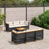 vidaXL 7 Piece Garden Sofa Set with Cushions Black Poly Rattan