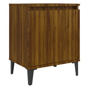 vidaXL Bed Cabinet with Metal Legs Brown Oak 40x30x50 cm