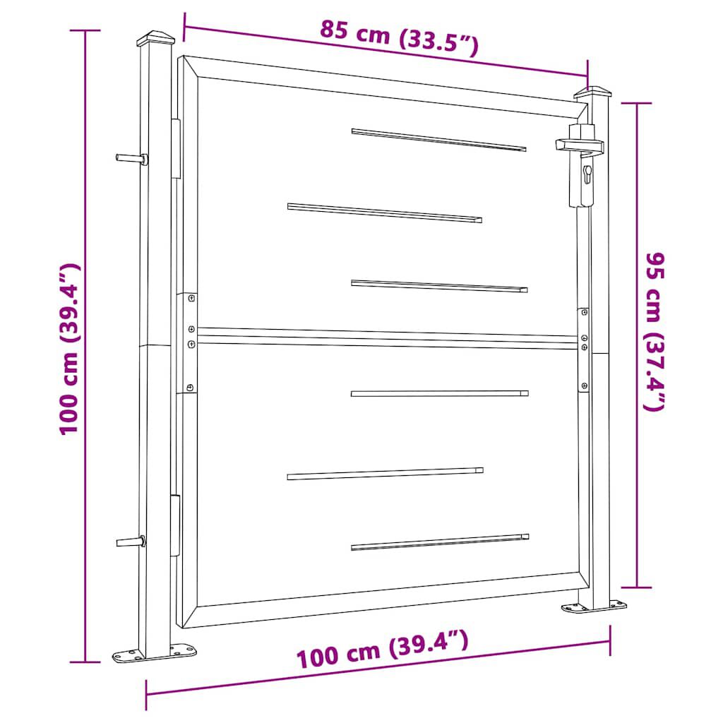 vidaXL Garden Gate 100x100 cm Stainless Steel