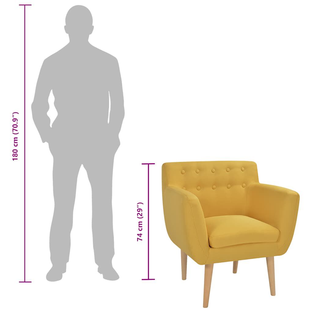 vidaXL Armchair Yellow Fabric