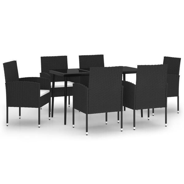 vidaXL 7 Piece Garden Dining Set Black