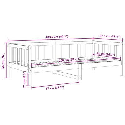 vidaXL Day Bed without Mattress Black Solid Wood Pine 90x200cm, black vidaXL Day Bed without Mattress Black Solid Wood Pine 90x200cm