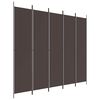 vidaXL 5-Panel Room Divider Brown 250x220 cm Fabric