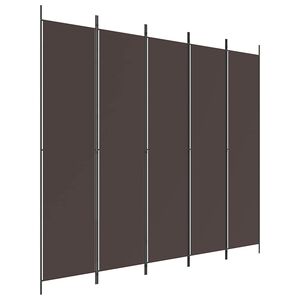 vidaXL 5-Panel Room Divider Brown 250x220 cm Fabric