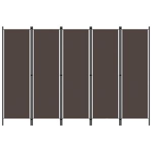vidaXL 5-Panel Room Divider Brown 250x180 cm