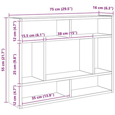 vidaXL Wall Shelf White 75x16x55 cm Engineered Wood, white vidaXL Wall Shelf White 75x16x55 cm Engineered Wood