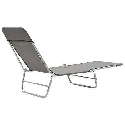 vidaXL Folding Sun Loungers 2 pcs Steel and Fabric Grey, grey vidaXL Folding Sun Loungers 2 pcs Steel and Fabric Grey