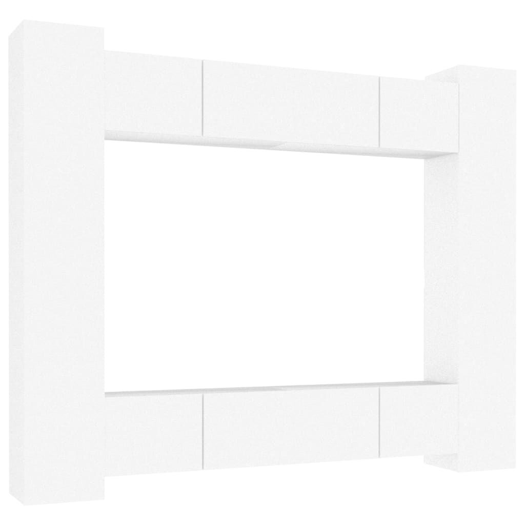 vidaXL 8 Piece TV Cabinet Set White Engineered Wood