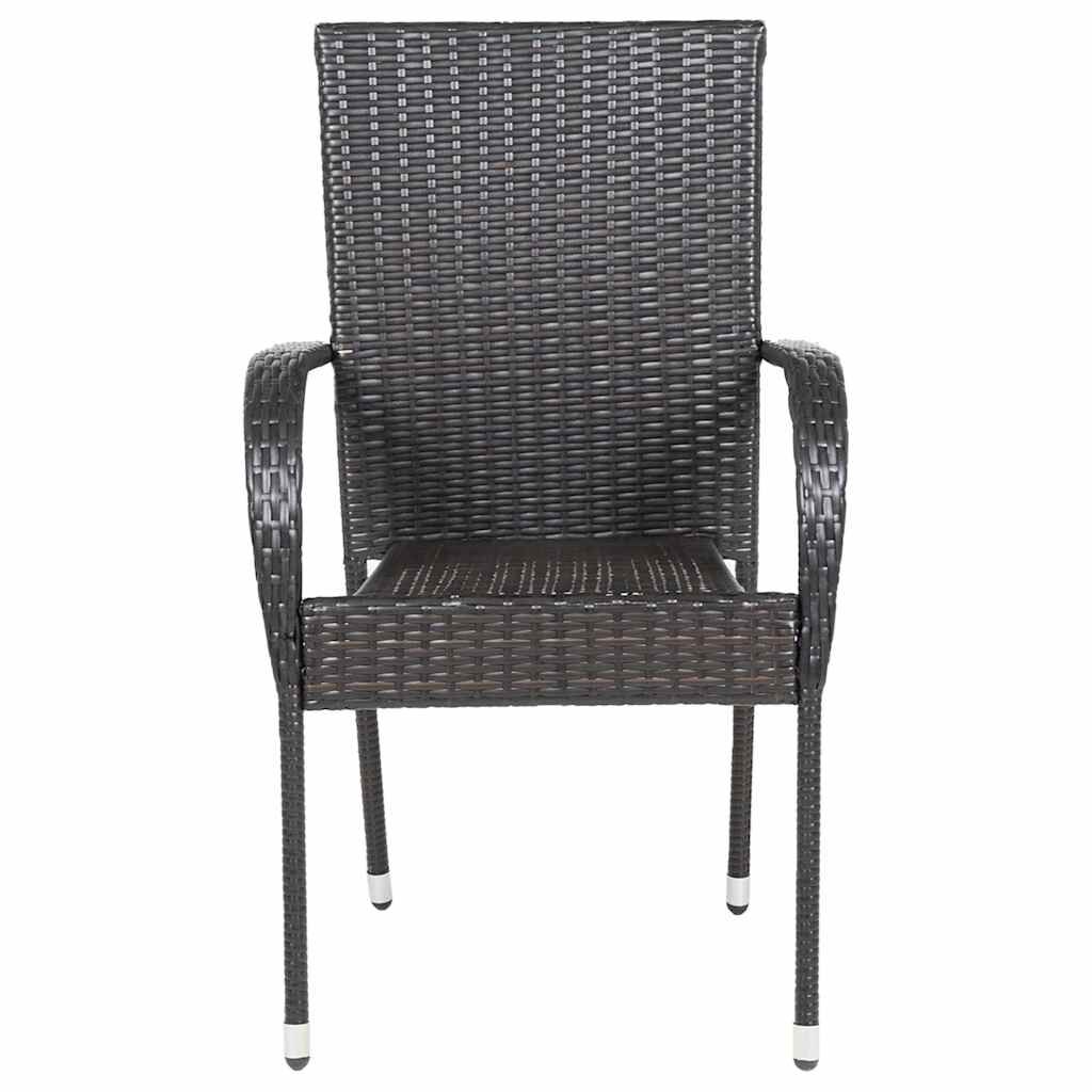 vidaXL Stackable Outdoor Chairs 2 pcs Poly Rattan Brown