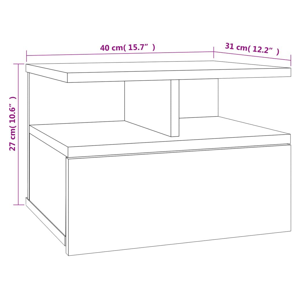 vidaXL Floating Nightstands 2 pcs Sonoma Oak 40x31x27cm Engineered Wood