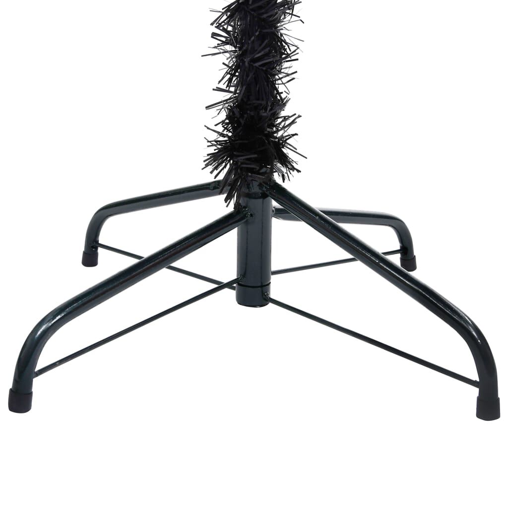 vidaXL Artificial Pre-lit Christmas Tree with Ball Set Black 210 cm PVC