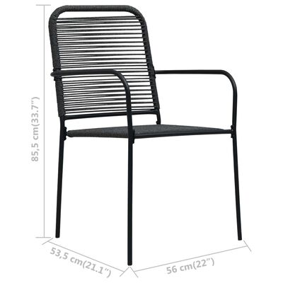vidaXL Garden Chairs 4 pcs Cotton Rope and Steel Black,  vidaXL Garden Chairs 4 pcs Cotton Rope and Steel Black