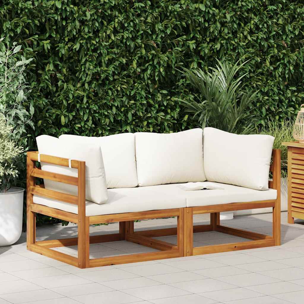 vidaXL Sectional Corner Sofas 2 pcs with Cushions Cream White