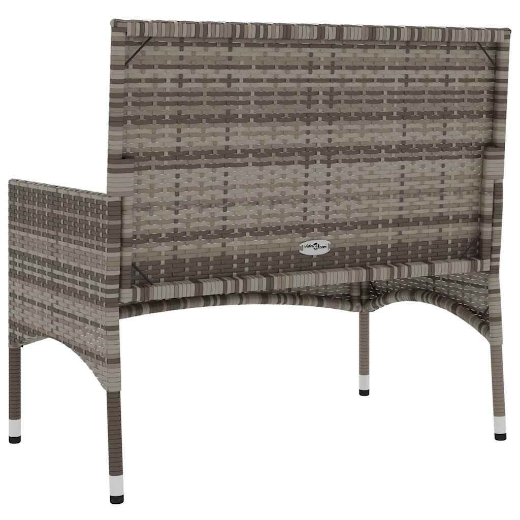 vidaXL 2-Seater Garden Bench with Cushions Grey Poly Rattan