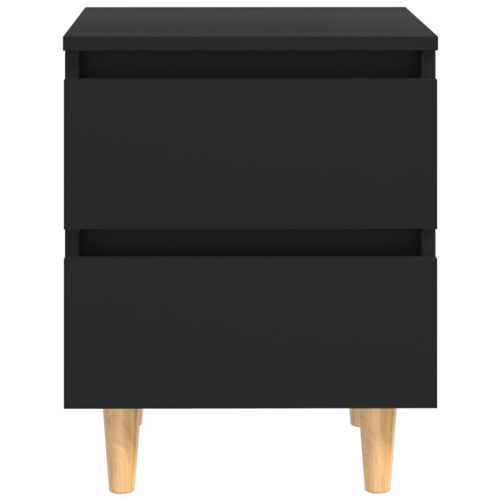 vidaXL Bed Cabinets with Solid Pinewood Legs 2 pcs Black 40x35x50 cm