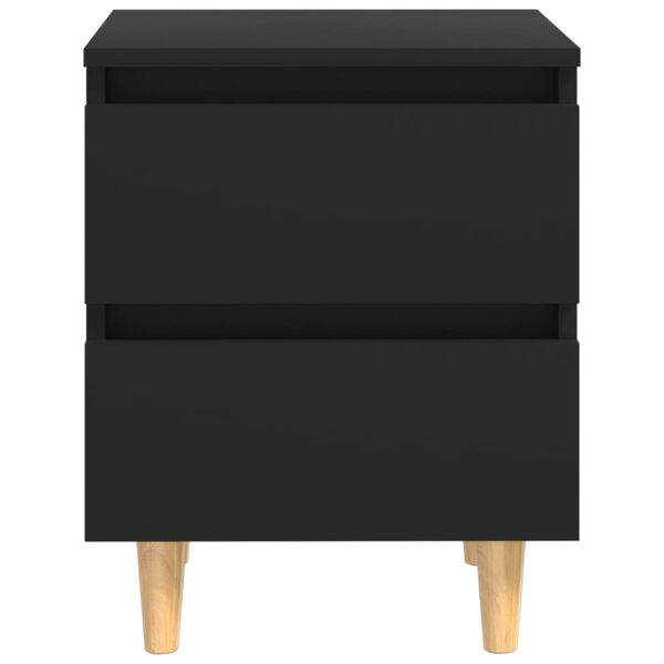 vidaXL Bed Cabinets with Solid Pinewood Legs 2 pcs Black 40x35x50 cm