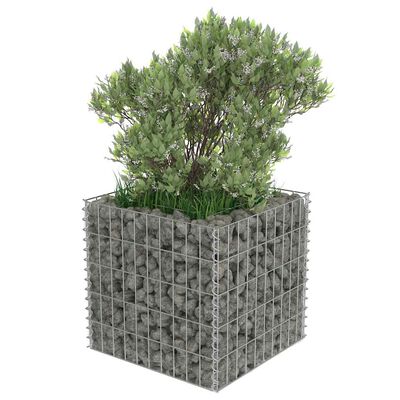 vidaXL Gabion Raised Bed Galvanised Steel 50x50x50 cm,  vidaXL Gabion Raised Bed Galvanised Steel 50x50x50 cm