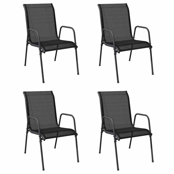 vidaXL Garden Chairs 4 pcs Steel and Textilene Black