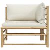 vidaXL Garden Corner Sofa with Cream White Cushions Bamboo