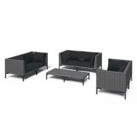 vidaXL 7 Piece Garden Lounge Set with Cushions Poly Rattan Dark Grey