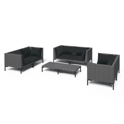 vidaXL 7 Piece Garden Lounge Set with Cushions Poly Rattan Dark Grey,  vidaXL 7 Piece Garden Lounge Set with Cushions Poly Rattan Dark Grey