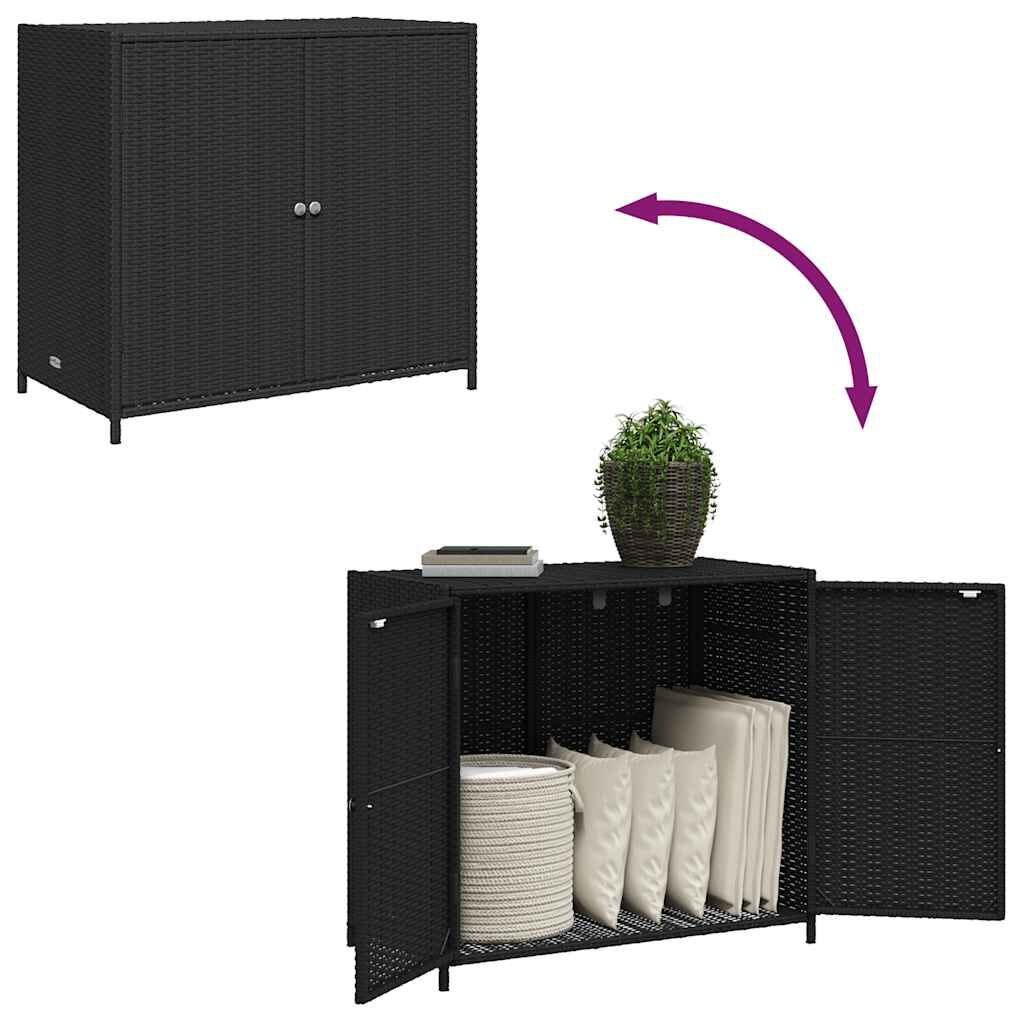 vidaXL Garden Storage Cabinet Black 83x45x76 cm Poly Rattan