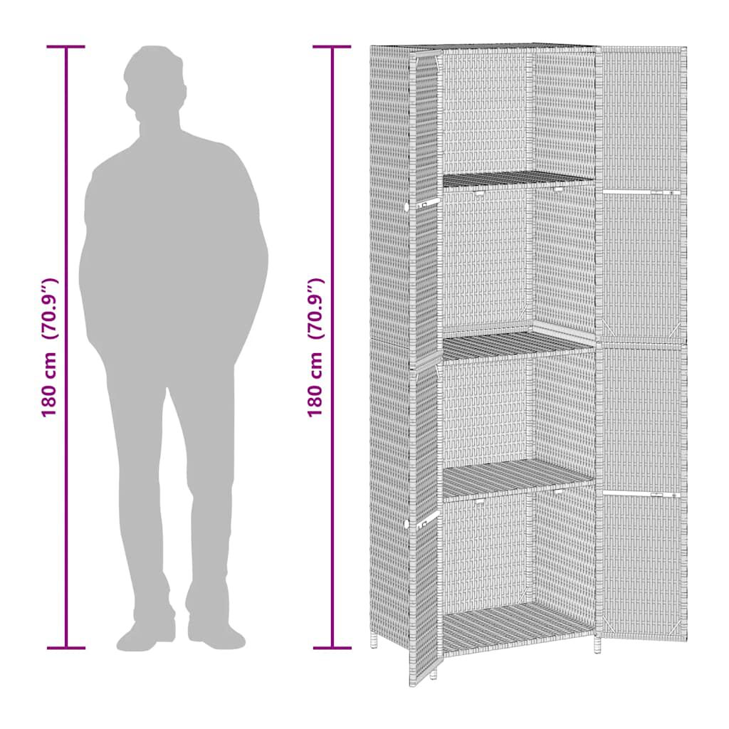 vidaXL Garden Storage Cabinet Black 59x40x180 cm Poly Rattan