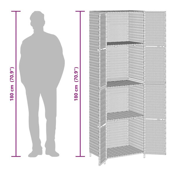 vidaXL Garden Storage Cabinet Black 59x40x180 cm Poly Rattan